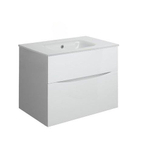 Crosswater Glide II ensemble de meubles de salle de bain - 70x45x52cm - 2 tiroirs sans poignée softclose - blanc brillant - sans trou de robinetterie - blanc SW892050