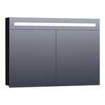 Saniclass 2.0 Spiegelkast - 100x70x15cm - verlichting geintegreerd - 2 links- en rechtsdraaiende spiegeldeuren - MDF - hoogglans zwart SW371597