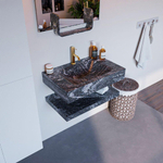 Mondiaz ALAN-DLUX Ensemble de meuble - 70cm - meuble Lava mat - 0 tiroirs - Lavabo Cloud Lava suspendu - vasque Centre - 1 trou de robinet SW809060
