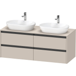 Duravit ketho meuble sous 2 lavabos avec plaque console et 4 tiroirs pour double lavabo 140x55x56.8cm avec poignées anthracite taupe mat SW772807