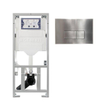 Geberit Inbouwreservoir UP320 met QeramiQ metal bedieningsplaat - dualflush - rechthoekige knoppen - metaal RVS SW976082