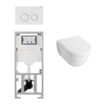 Villeroy & Boch Subway 2.0 Ensemble encastré avec cuvette suspendue blanche abattant softclose plaque de commande sigma20 blanche SW32460