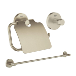 Grohe Essentials Accessoireset 3-delig - handdoekhouder - handdoekhaak - toiletrolhouder met klep - brushed nickel (nikkel) SW529096