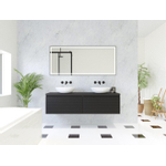 HR badmeubelen Matrix 3D badkamermeubelset 160cm 2 laden greeploos met greeplijst in kleur Zwart mat met bovenblad zwart mat SW857146