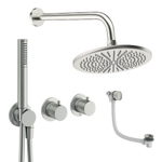 Crosswater MPRO Module ensemble de douche pluie encastré – douche de tête Ø 30 cm – bras mural courbé 30 cm – 2 leviers – inox brossé SW1472459