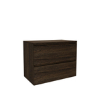 Saniclass Holz Pure Badkamermeubelset - 80x45x60cm - topblad - zonder kraangaten - 2 lades - Eiken Charcoal SW1437507