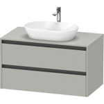 Duravit Ketho 2 meuble sous-lavabo avec plan console avec 2 tiroirs 100x55x56,8cm avec poignées gris béton anthracite mat SW772666