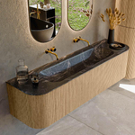 MONDIAZ KURVE-DLUX 170cm Meuble salle de bain avec module 25 G et D - couleur Oak - 1 tiroir - 2 portes - vasque BIG LARGE centre - sans trou de robinet - couleur Lava SW1137168