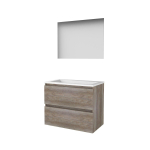 Basic-Line Ultimate 46 ensemble de meubles de salle de bain 80x46cm sans poignée 2 tiroirs lavabo acrylique 0 trous de robinetterie miroir éclairage mfc scotch oak SW639227