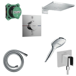 Hansgrohe Raindance Select Doucheset - handdouche - doucheslang - handdouchehouder - hoofddouche - thermostaat - inbouwdeel - hoogglans chroom SW1208488