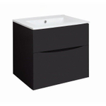 Crosswater Glide II Badmeubelset - 60x45x52cm - 2 lades - greeploos - wastafel - ice white - mat zwart SW890278