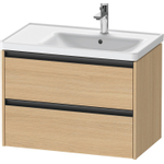 Duravit Ketho.2 Wastafelonderbouwkast - met 2 laden - voor waskom rechts - 78.4x45.5x54.9cm - met grepen antraciet - natuur eiken mat SW771884