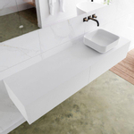 Mondiaz Lagom Meuble salle de bains 170x30.9x45cm Solid Surface Talc 2 tiroirs avec lavabo BINX vasque à poser Droite sans trous de robinet SW409159