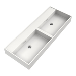 BRAUER Gravity lavabo - 120x46x2cm - 2 vasques - 0 trous de robinet - marbre minéral - blanc soie brillant SW1200475