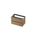 Ink fineer meuble sous lavabo 80x52x45cm 2 tiroirs sans poignée cadre tournant en bois décor bois gris cendré SW493589