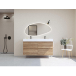 HR badmeubelen Infinity XXL 3D Ensemble meuble de salle de bains - 140 cm - 2 lavabos céramique kube blanc - 2 trous de robinet - 4 tiroirs - chêne français SW863529