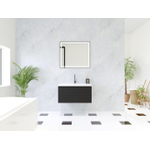HR Matrix ensemble meuble de salle de bain 3d 80cm 1 tiroir sans poignée avec bandeau couleur noir mat avec vasque djazz 1 trou pour robinet blanc SW857031