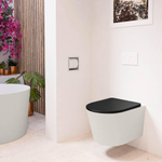 Mondiaz LAVIE WC suspendu – sans bride – 36 x 53 cm – avec abattant softclose – Linen (blanc cassé), abattant Urban (noir) SW1208744