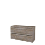 Basic-Line Start 46 ensemble de meubles de salle de bain 120x46cm sans poignée 2 tiroirs plan vasque mfc scotch oak SW638986