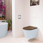 Mondiaz LAVIE WC suspendu – sans bride – 36 x 53 cm – avec abattant softclose – Clay (bleu clair/gris), abattant Rust (brun) SW1208697