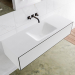 Mondiaz Lagom Meuble avec 1 tiroir 130x30x45cm vasque Cloud central sans trous de robinet Solid Surface Urban SW409189