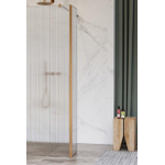 Fortifura Galeria zijwand - 40x200cm - ribbel - glas - 8mm - met hoekprofiel - PVD - geborsteld koper SW925338