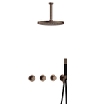 Hotbath Cobber ensemble de douche pluie encastré – douche de tête Ø 30 cm – bras de plafond 15 cm – avec inverseur – laiton vieilli SW677600