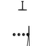 Hotbath Cobber X IBSX70 Regendoucheset inbouw - hoofddouche 20cm - plafondarm 15cm - handdouche staaf 1 stand - mat zwart SW677884
