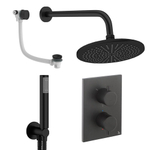 Crosswater MPRO inbouw regendoucheset – Ø30 cm hoofddouche – staafhanddouche – 2 hendels – badafvoer – zwart mat SW1472818