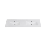 Saniclass Vygo Meuble lavabo - 161.5x46x2cm - trop-plein - 2 vasques - 0 trous de robinet - céramique - brillant blanc SW1471934