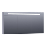 BRAUER Double Face Armoire de toilette 139x70x15cm éclairage intégré rectangulaire 3 portes pivotantes MDF Gris Mat SW371710