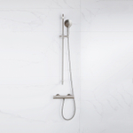 FortiFura Calvi Ensemble de douche barre curseur avec douchette ronde, flexible en métal et robinet de douche Inox brossé PVD SW811952