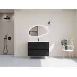 HR badmeubelen Infinity XXL 3D Ensemble meuble de salle de bains - 100 cm - 1 lavabo en céramique gala blanc - 1 trou de robinet - 2 tiroirs - noir mat SW863475