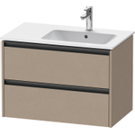 Duravit Ketho.2 Wastafelonderbouwkast - met 2 laden - voor waskom rechts - 81x48x54.9cm - met grepen antraciet - linnen mat SW773069