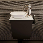 Mondiaz Fowy Meuble de toilette - 40x50x23cm - urban mat - 1 trou de robinet - lavabo à gauche - 1 porte - solid surface - plan MDF - lavabo : Blanc / Noir SW760831