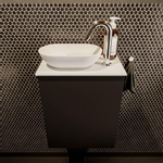 Mondiaz Fowy Toiletmeubel - 40x50x23cm - urban mat - 1 kraangat - wasbak links - 1 deur - solid surface - blad MDF - wasbak: Wit / Zwart SW760831