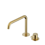 Hotbath Ace Wastafelmengkraan - laag - opbouw - draaibare uitloop - zonder waste - PVD - geborsteld messing goud SW1117596