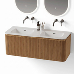 Royal Plaza Terra Edge Badkamermeubelset - 120x45.5x46cm - keramische wastafel wit glans - 2 wasbakken - zonder kraangaten - 2 lades - sandwood (licht eiken) SW1471938
