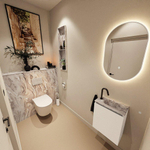 MONDIAZ TURE-DLUX Meuble toilette - 40cm - Talc - EDEN - vasque Glace - position droite - 1 trou de robinet SW1103120