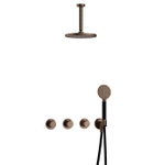 Hotbath Cobber ensemble de douche pluie encastré – douche de tête Ø 20 cm – douchette ronde 3 jets – laiton vieilli SW677599