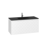 Crosswater Vergo ensemble de meubles de salle de bain - 99.8x47.6x45.5cm - 1 lavabo en verre - noir 1 trou pour robinet - 1 tiroir - blanc mat SW910724
