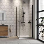 Sealskin Hooked 2-delige hoekinstap - 90x90 cm - 6 mm helder veiligheidsglas - met Sealglas-coating - zwart mat SW1471989