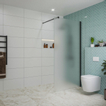 Fortifura Galeria inloopdouche - 100x200cm - glas - wandarm - mat zwart SW876793