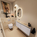 MONDIAZ TURE-DLUX Meuble toilette - 120cm - Cale - EDEN - vasque Frappe - position gauche - sans trou de robinet SW1102719
