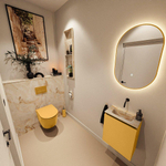 MONDIAZ TURE-DLUX Meuble toilette - 40cm - Ocher - EDEN - vasque Frappe - position centrale - sans trou de robinet SW1102852