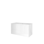 Proline elegant ensemble de meubles de salle de bain 100x46x54cm meuble symétrique blanc brillant avec 1 trou pour robinetterie porcelaine blanc brillant SW349401