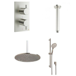 Crosswater MPRO Douche pluie - encastrable - pommeau 30cm - bras de douche plafond - barre curseur - douchette ronde - Inox SW999827