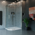 Cabine de douche Crosswater Optix - 120x90cm - quart de rond - porte gauche - inox brossé SW916880