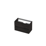 Ink meuble sous lavabo 80x52x40cm 2 tiroirs tourniquet sans poignée décor bois chêne anthracite SW207229