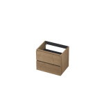 INK Wastafelonderkast - 60x45x52cm - 2 lades - greeploos - met houten keerlijst - MDF - Ash grey SW493476
